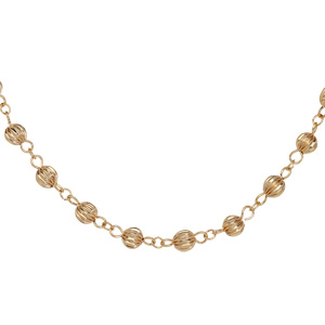 Collier en plaqué or avec boules striées 40+5cm