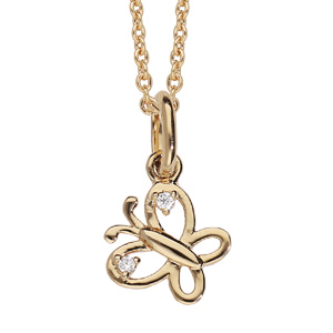 Collier en plaqué or avec pendentif papillon ajouré et oxydes blancs 36+2cm