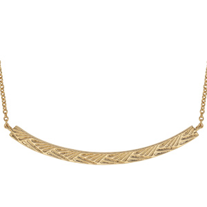 Collier en plaqué or avec barre motifs plume 40+4cm