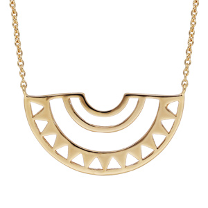 Collier en plaqué or avec pendentif motif soleil ajouré 40+4cm