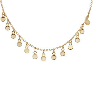 Collier en plaqué or ras du cou pampilles lisses 40+4cm