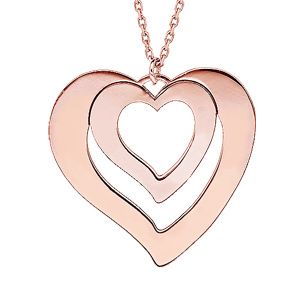 Collier en plaqué or rose avec pendentif coeur à graver 1, 2, 3 ou 4 prénoms 40+5cm