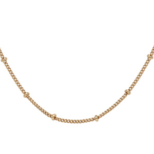 Collier en plaqué or maille gourmette avec boules 60cm réglable 55cm