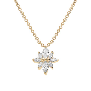 Collier en plaqué or chaîne avec pendentif forme fleur oxydes blancs 42+3cm