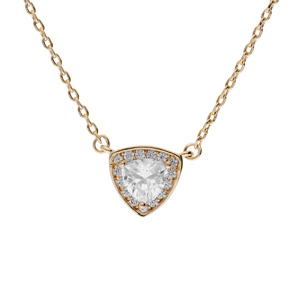 Collier en plaqué or chaîne avec pendentif goutte oxyde blanc serti clos 42+3cm