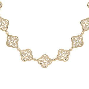 Collier en plaqué or filigrane fleur 40+5cm