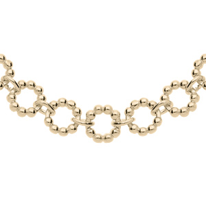 Collier en plaqué or maille multi ronds évidés motif boules 40+5cm