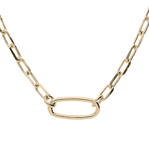 Collier en plaqué or maille rectangle et grose maillon central 40+5cm