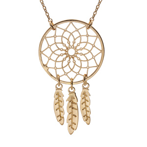 Collier en plaqué or avec pendentif attrape rêve 20mm 40+5cm