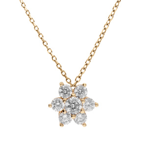 Collier en plaqué or chaîne avec pendentif marguerite oxydes blancs sertis 40+5cm