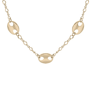 Collier en plaqué or chaîne et grain de café 42cm réglable