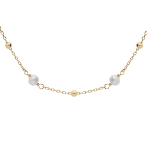 Collier en plaqué or chaîne avec perles de culture d'eau douce 38+4cm