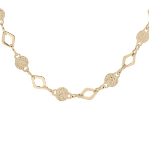 Collier en plaqué or pastilles diamantées et ajourées 40+5cm