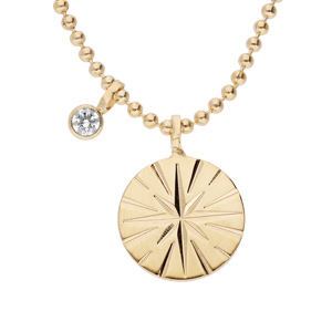 Collier en plaqué or chaîne boule avec pendentif étoile et oxyde blanc 42+3cm