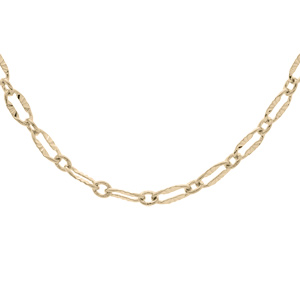 Collier en plaqué or maillons ovales ajourés diamantés 40+5cm