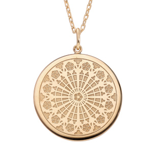Collier en plaqué or avec Pendentif rosace de strasbourg 40+5cm