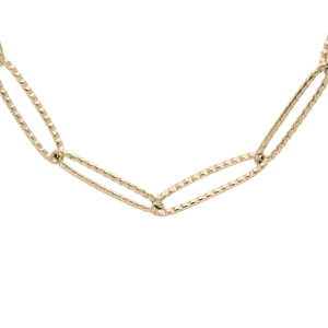 Collier en plaqué or maillons ovales diamantée 40+7cm
