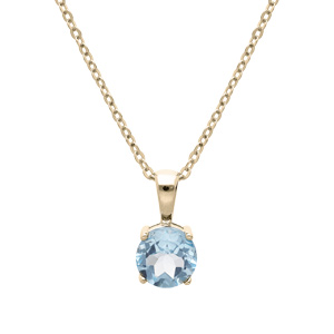 Collier en plaqué or chaîne avec pendentif pierre véritable Topaze bleu 6,5mm 42+3cm