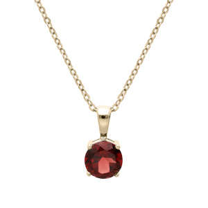 Collier en plaqué or chaîne avec pendentif pierre véritable Grenat 6,5mm 42+3cm