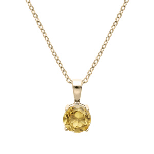 Collier en plaqué or chaîne avec pendentif pierre véritable Citrine 6,5mm 42+3cm