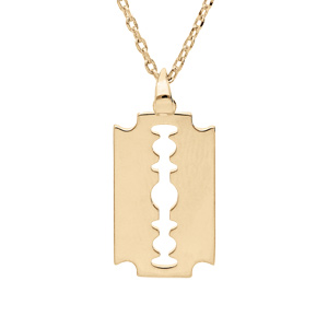Collier en plaqué or chaîne avec pendentif lame de rasoir 40+5cm