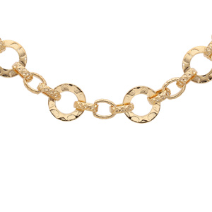 Collier en plaqué or maille ronde martelé 39+8cm