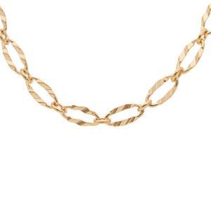 Collier en plaqué or mailles ovales aérées 40+7cm