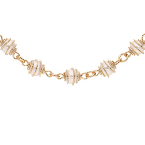 Collier en plaqué or avec boules blanches enroulées 38,5+5cm