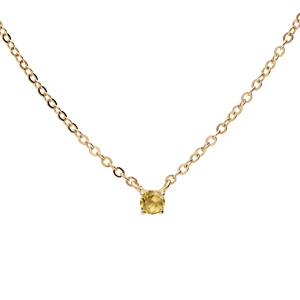 Collier en plaqué or chaîne avec pendentif pierre véritable Citrine 3mm 38+5cm