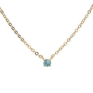 Collier en plaqué or chaîne avec pendentif pierre véritable Topaze bleu 3mm 38+5cm