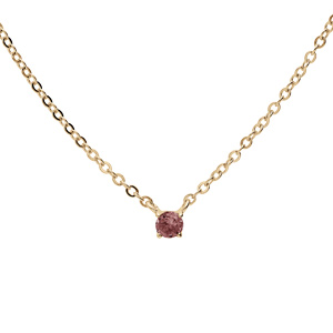Collier en plaqué or chaîne avec pendentif pierre véritable Grenat 3mm 38+5cm