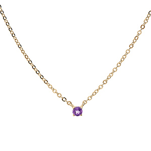 Collier en plaqué or chaîne avec pendentif pierre véritable Améthyste 3mm 38+5cm
