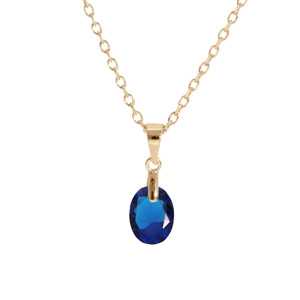 Collier en plaqué or chaîne avec pendentif goutte oxyde bleu ciel faceté 40+5cm