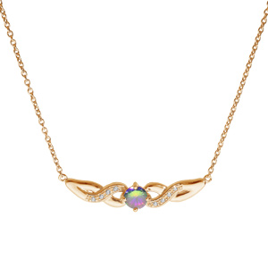 Collier en plaqué or chaîne avec pendentif motif infini avec oxydes blancs et oxyde mystique arc en 