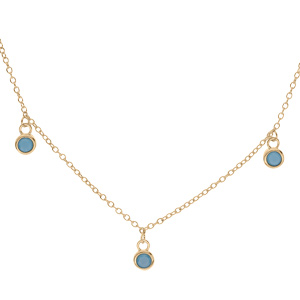 Collier en plaqué or avec pampilles couleur turquoise 40+4,5cm