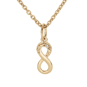 Collier en plaqué or chaîne avec pendentif infini et oxydes blancs sertis 38+5cm