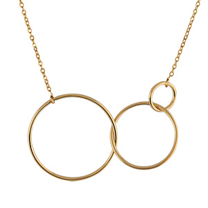 Collier en plaqué or chaîne avec pendentif 3 cercles de taille dégradée - longueur 40cm + 5cm de ral