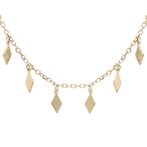 Collier en plaqué or chaîne avec multi plaquettes en forme losange 40+3cm
