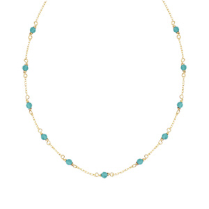Collier en plaqué or pierre amazonite véritable 38+4cm