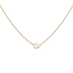 Collier plaqué or oxyde blanc 4mm sertis 6 griffes réglable 38 à 42cm