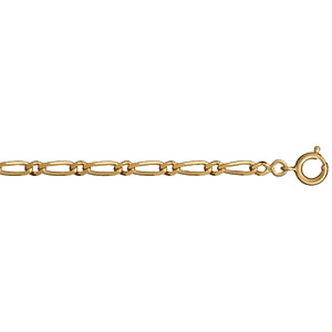 Chaîne en plaqué or figaro maille 1+1 largeur 3mm et longueur 50cm