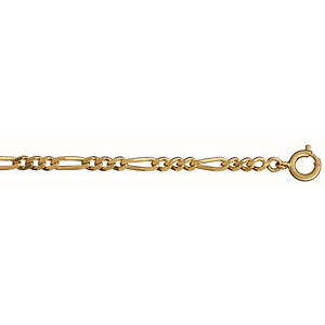 Chaîne en plaqué or figaro maille 1+3 largeur 3mm et longueur 70cm
