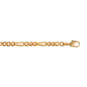 Bracelet en plaqué or chaîne maille figaro 1+3 largeur 3mm et longueur 18cm