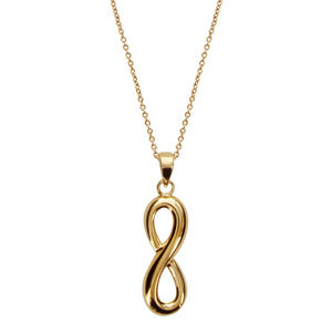 Collier en plaqué or chaîne avec pendentif infini lisse - longuuer 40cm + 4cm de rallonge