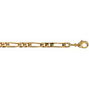 Chaîne en plaqué or figaro maille 1+2 largeur 4mm et longueur 55cm