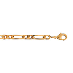 Bracelet en plaqué or chaîne maille figaro 1+2 largeur 4mm et longueur 18cm