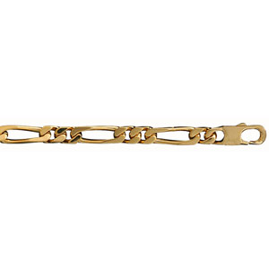 Chaîne en plaqué or figaro maille 1+2 largeur 5mm et longueur 55cm
