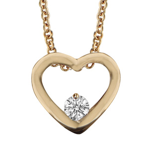 Collier en plaqué or chaîne avec pendentif coeur ajouré avec oxyde blancs à l'intérieur - longueur 4