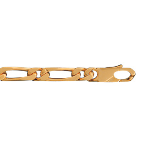 Bracelet en plaqué or chaîne maille figaro 1+1 largeur 6mm et longueur 21cm