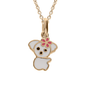 Collier en plaqué or chaîne avec pendentif koala blanc 36+2cm